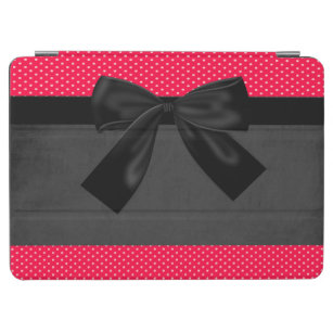 Cute Girly Elegant Red Polka Dots -Black Bow iPad Air Cover