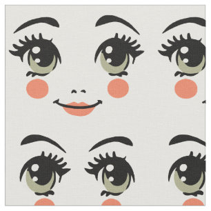 cute girly fabric doll face colour art illustratio