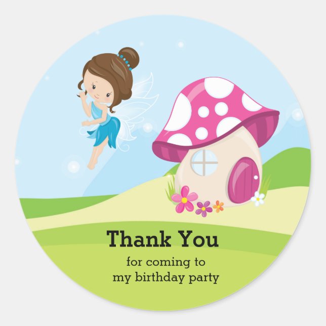 Cute girly fairy classic round sticker (Front)