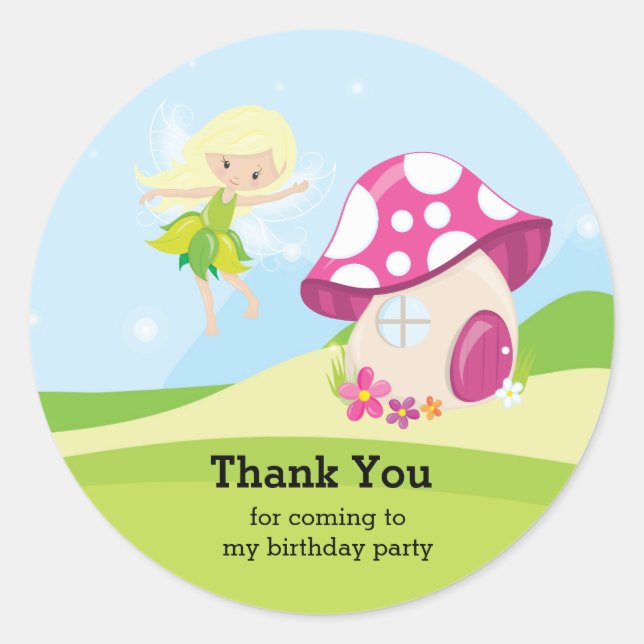 Cute girly fairy classic round sticker (Front)