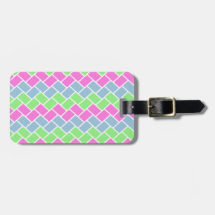 Cute girly fashionable zigzag rectangles pattern luggage tag