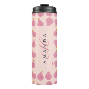 Cute Girly Feminine Pear Monogrammed Initial Gifts Thermal Tumbler