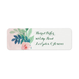 Cute Girly Fine Floral Watercolor Return Address Label