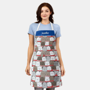 Cute Girly First Name Christmas Bears Illustrated  Apron