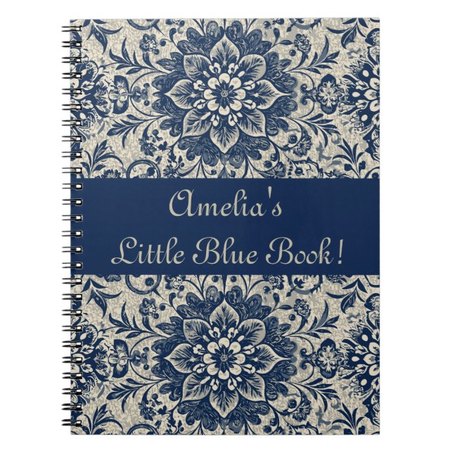 Cute Girly Floral Art Nouveau Wallpaper Pattern Notebook (Front)