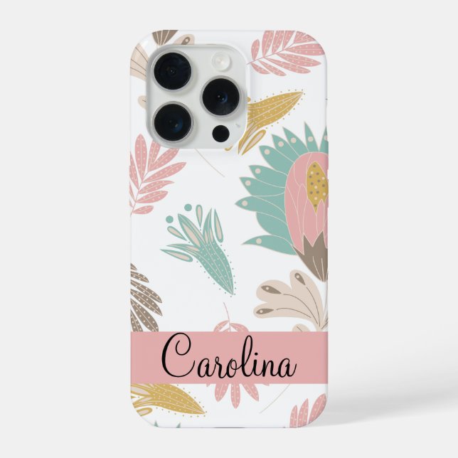 cute girly floral botanical monogrammed pattern iPhone case (Back)