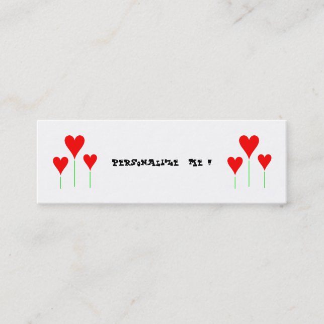 Cute Girly Floral Wedding Hearts/BusinessCardChic Mini Business Card (Front)