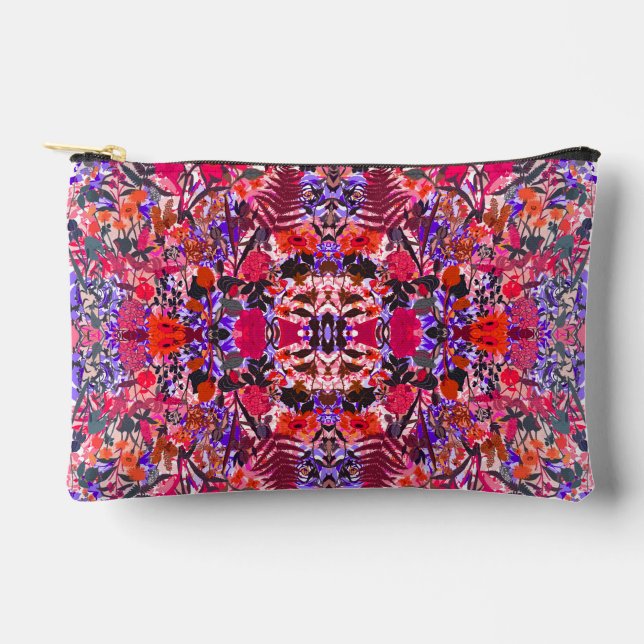 Cute girly flowers pattern accessory pouch (Front)