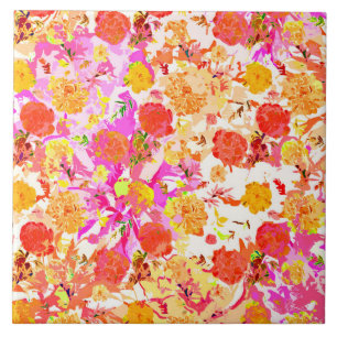 Cute girly flowers pattern ceramic tile