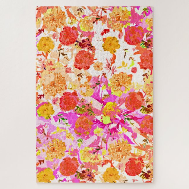 Cute girly flowers pattern jigsaw puzzle (Vertical)
