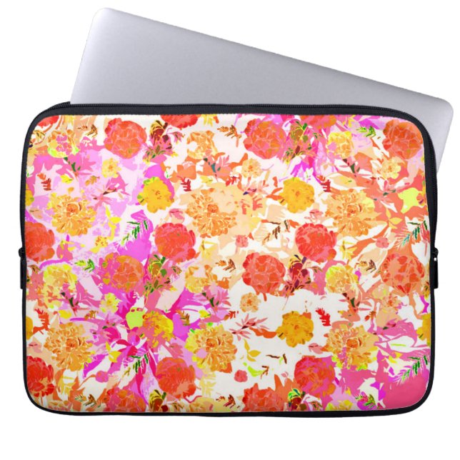 Cute girly flowers pattern laptop sleeve (Front)