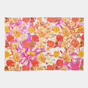 Cute girly flowers pattern tea towel