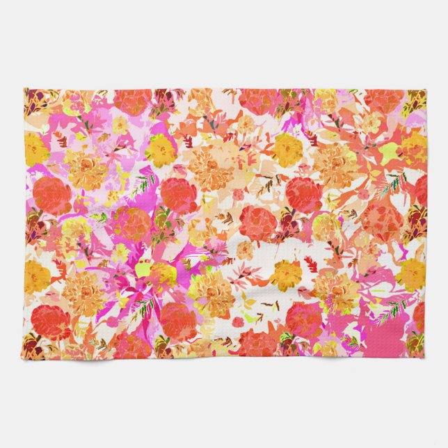 Cute girly flowers pattern tea towel (Horizontal)
