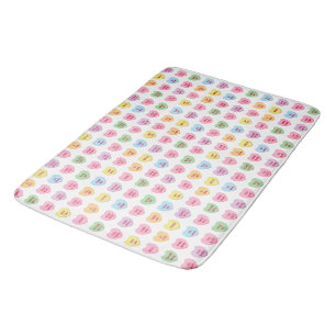 Cute girly fun custom conversation hearts pattern bath mat