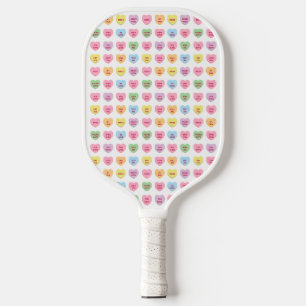 Cute girly fun custom tiny conversation hearts pickleball paddle
