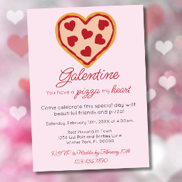 Cute Girly Galentine's Day Valentine's Pizza Party Invitation