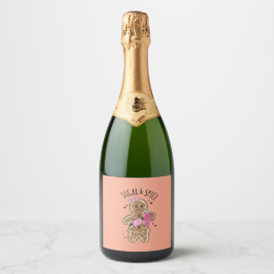Cute girly gingerbread plates sparkling wine label