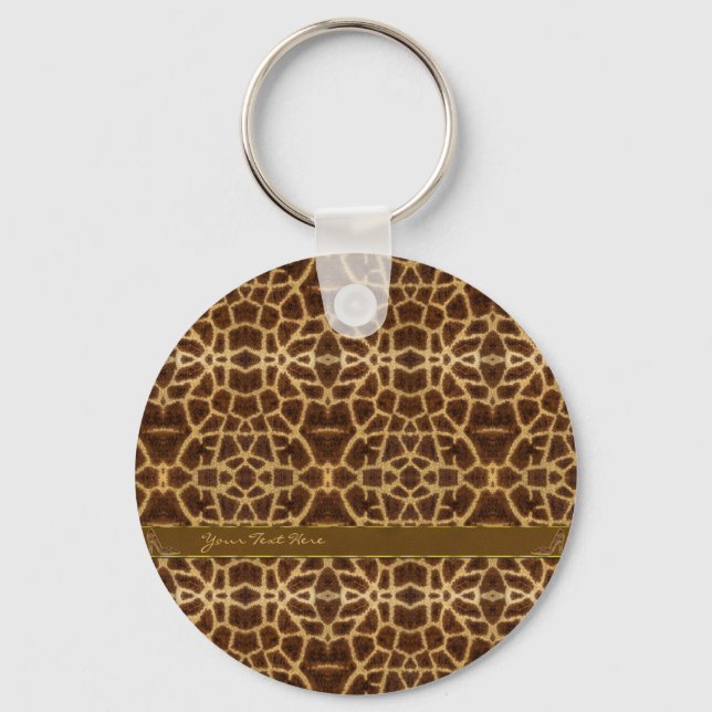 Cute Girly Giraffe Pattern Animal Print & Stiletto Key Ring (Front)