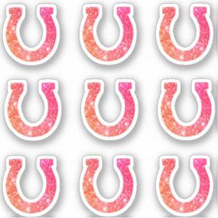 Cute Girly Glam Pink Glitter Horseshoe Set