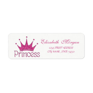 Cute  Girly Glittery Tiara,Princess Address Label Return Address Label