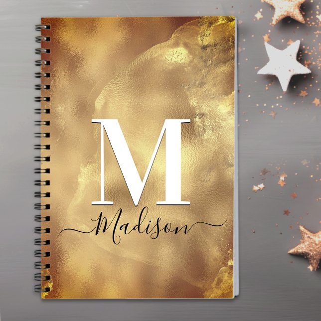 Cute girly gold marble art monogram  notebook (Creator Uploaded)