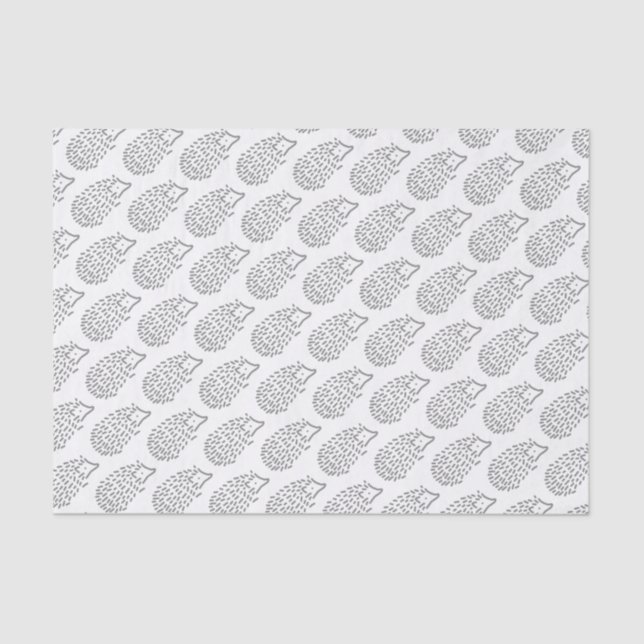 Cute Girly Grey Hedgehog Kids Baby Girl Pattern  Tissue Paper (Front)