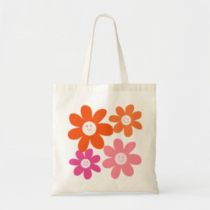 Cute Girly Happy Flowers Tote Bag