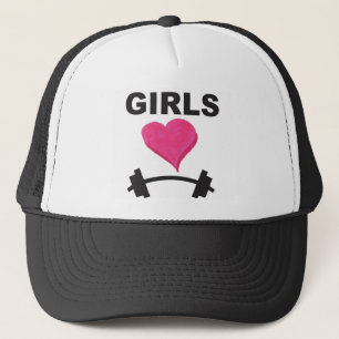 Cute Girly Heart Pink Gym Trucker Hat