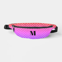 Cute Girly Hot Pink Mermaid Scales Ombre Monog