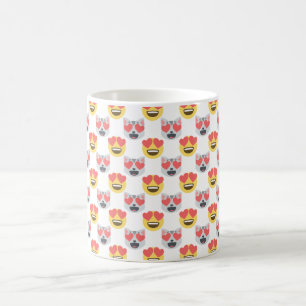 Cute Girly In Love Hearts Cat Emoji Pattern Coffee Mug