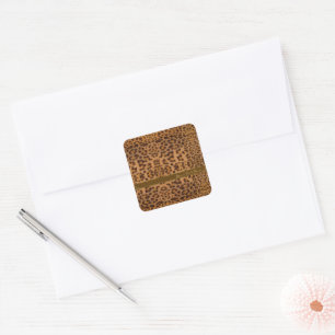 Cute Girly Jaguar Pattern Animal Print & Stiletto Square Sticker