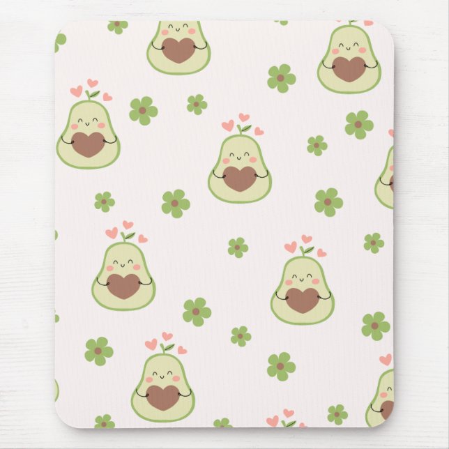 Cute Girly Kawaii Avocado Funny Mouse Pad (Front)