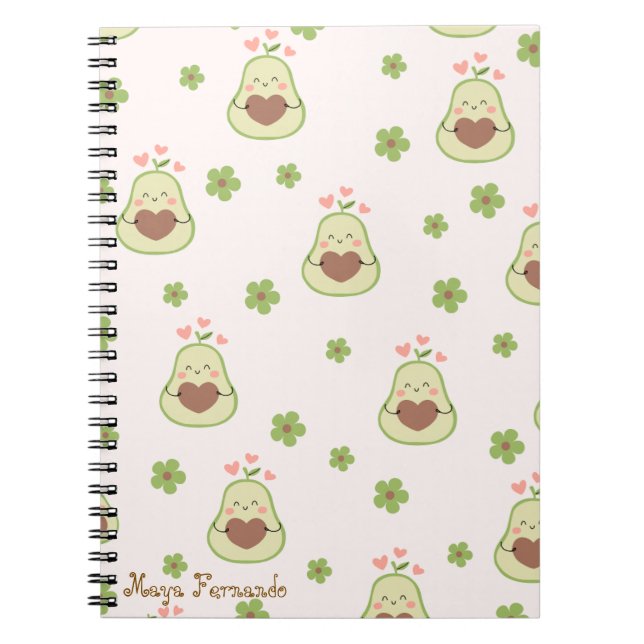 Cute girly kawaii avocado  Spiral Photo Notebook (Front)