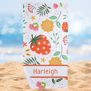 Cute Girly Kids Summer Pattern Beach Towel
