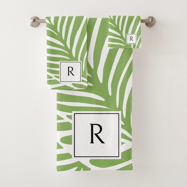 Cute Girly Leaf Pattern Plant Lover Bath Towel Set (Insitu)