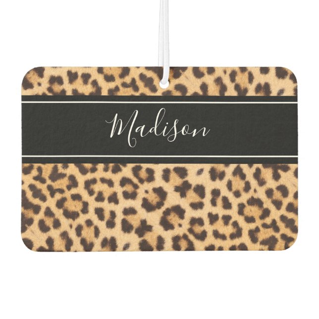 Cute Girly Leopard Print Personalised Car Air Freshener (Front)