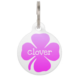 Cute Girly Lucky Pink Clover Name Phone Number Pet Tag