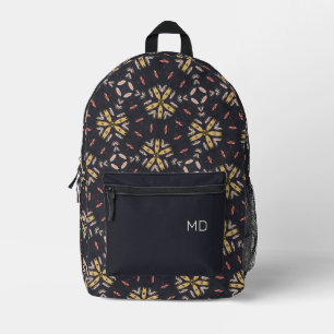 Cute Girly Mandala Pattern Monogram Initials Printed Backpack