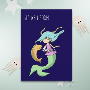 Cute Girly Mermaid Accident Get Well Soon Postcard