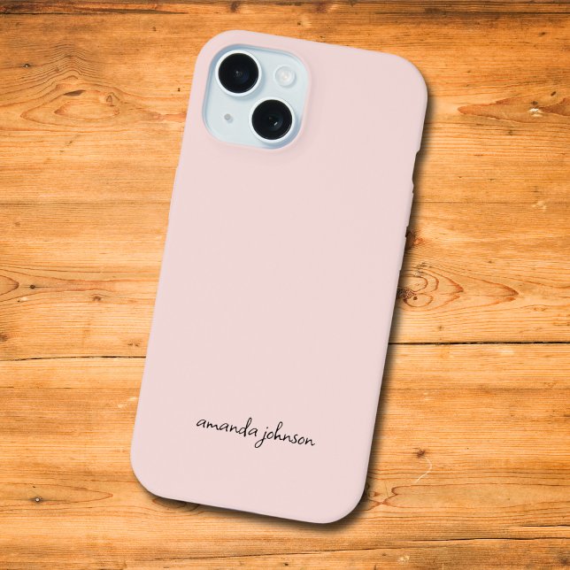 Cute Girly Minimal Light Pink Monogram iPhone 15 Case (Creator Uploaded)