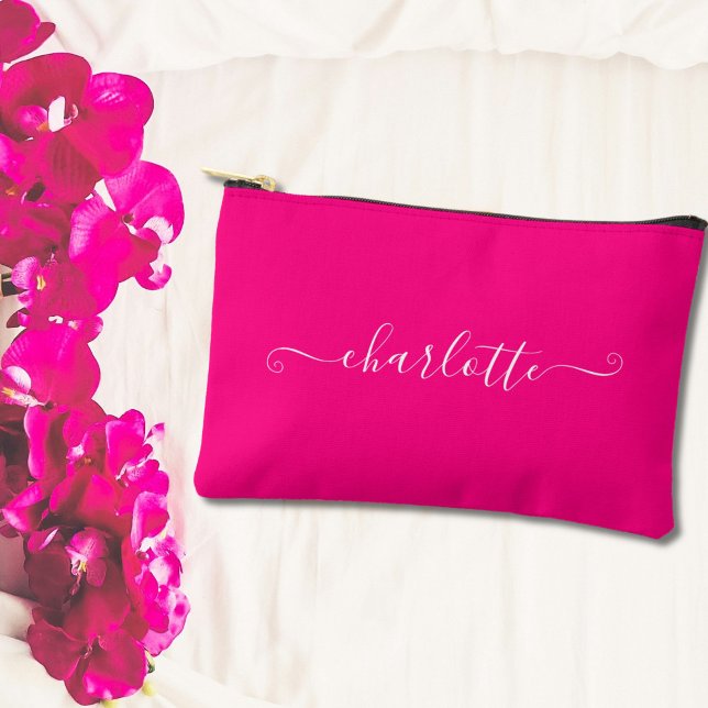 Cute Girly Minimalist Custom Name | Rose Pink Accessory Pouch (Creator Uploaded)