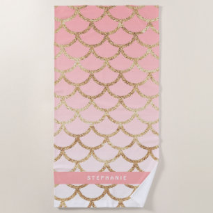 CUTE GIRLY MODERN OMBRE MERMAID  BEACH TOWEL