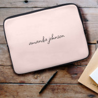 Cute Girly Modern Pink Monogram Cursive Full Name