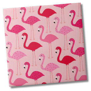 Cute Girly Modern Summer Pink Flamingo Pattern Ceramic Tile