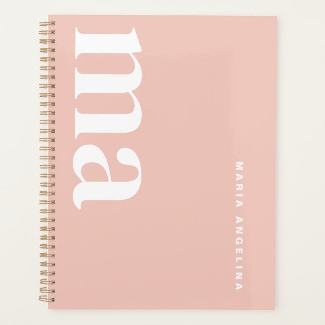 Cute Girly Monogram Name Pink School Planner (Front)