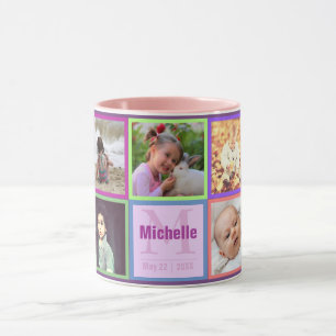 Cute girly multicolor photo frames and monogram mug