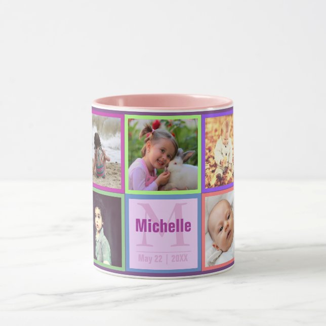 Cute girly multicolor photo frames and monogram mug (Center)