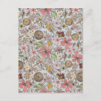 Cute Girly Old Rose Pink Floral Doodles Design