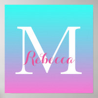 cute girly ombre mermaid pink Fuchsia turquoise