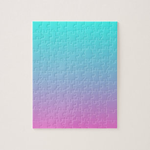 cute girly ombre mermaid pink turquoise aqua blue jigsaw puzzle